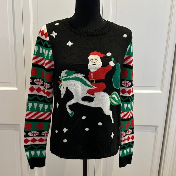 Unicorn Santa Ugly Christmas Sweater - Picture 1 of 8